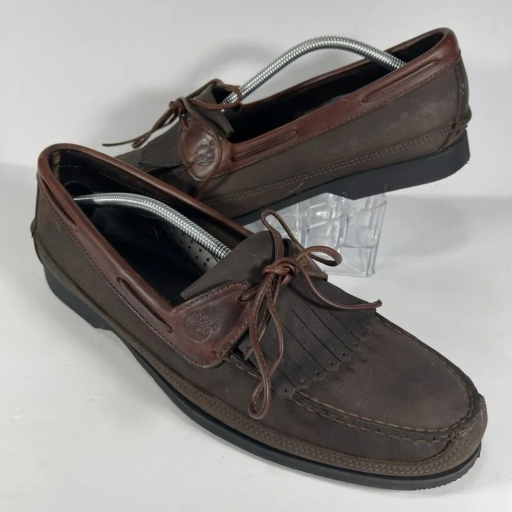 Timberland Men's 13 M Vintage Kiltie Tassel Loafers Boat Shoes Brown Vibram Sole